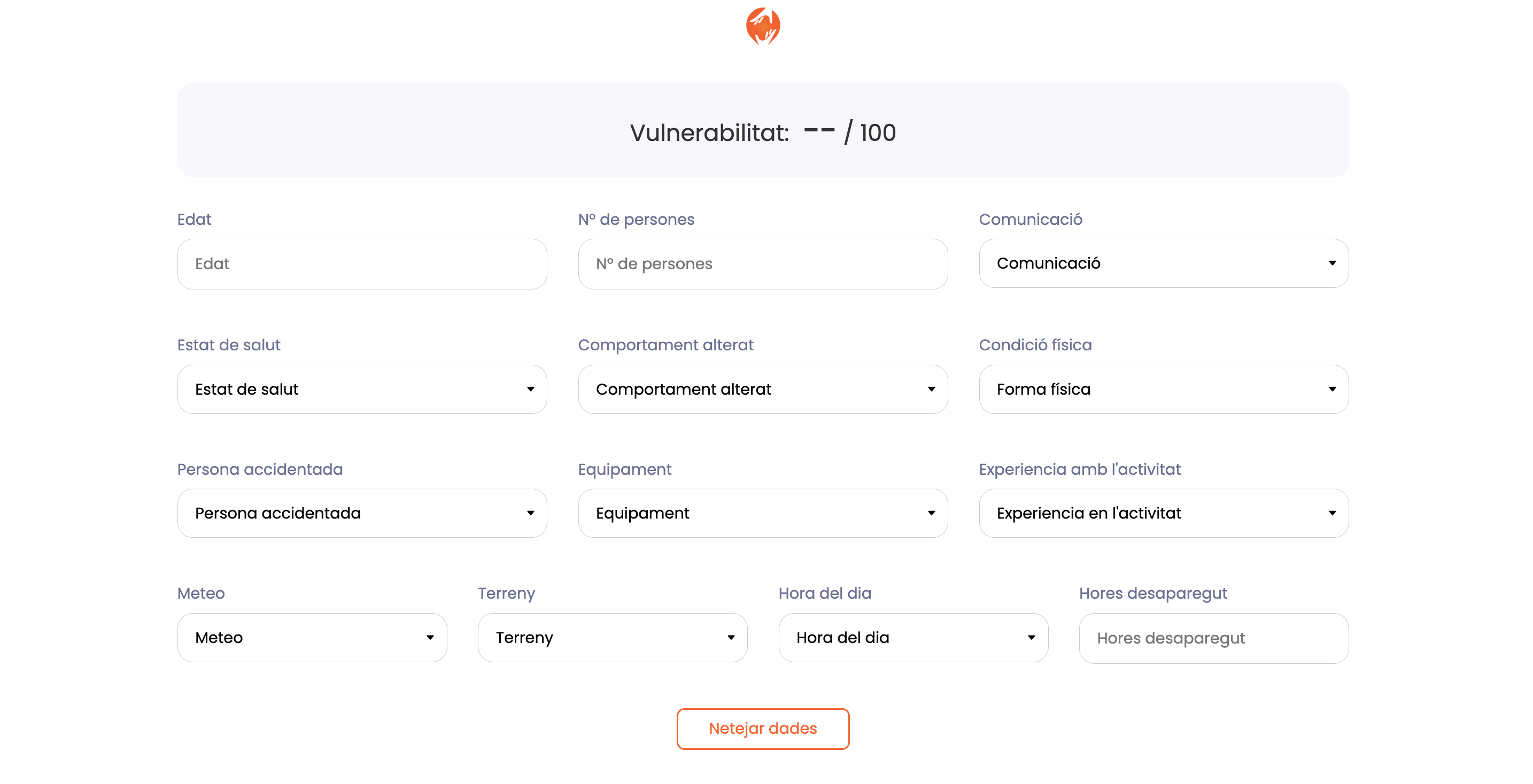 The v1 vulnerability calculator before the design system: a plain form with one score