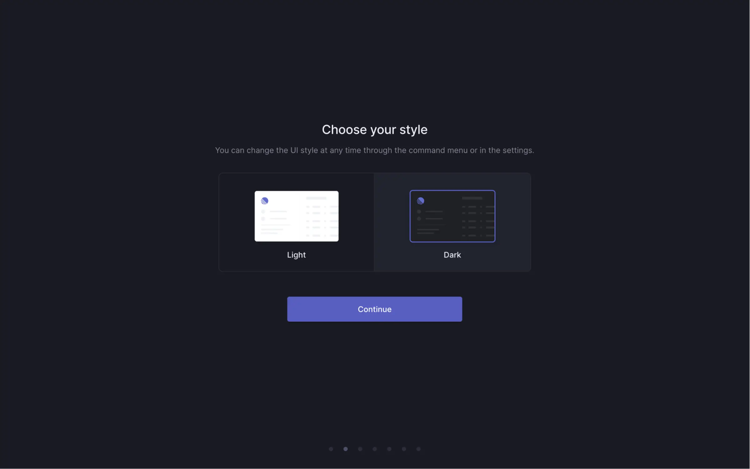 Linear — Onboarding theme picker