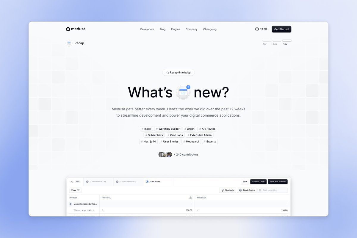 Medusa "What's new?" recap landing