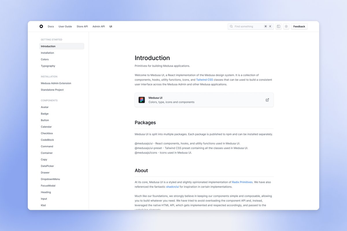 Medusa UI documentation