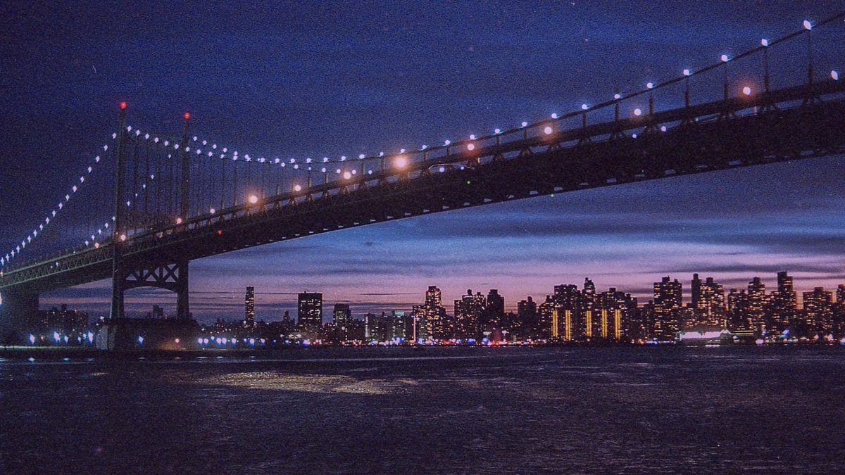 Suspension bridge at dusk