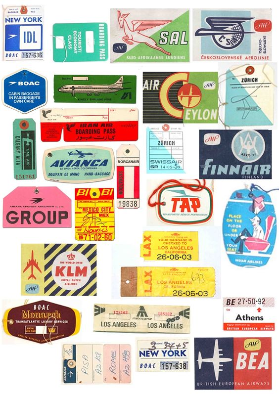 Vintage airline baggage tags