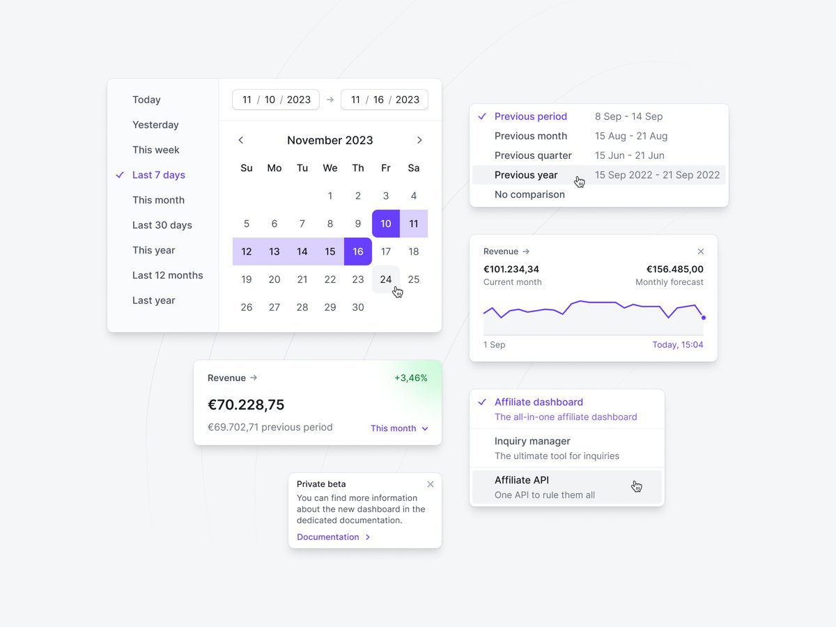 Revenue dashboard components