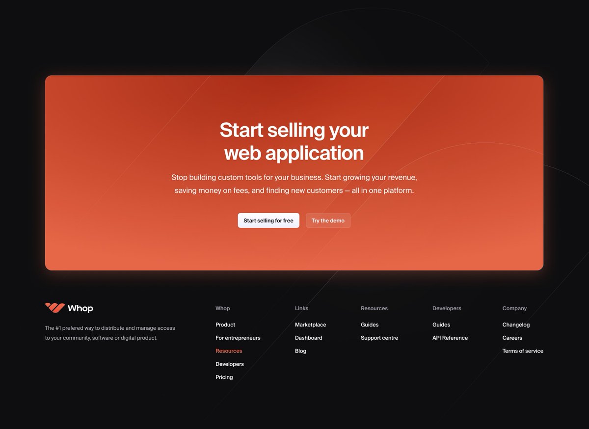 Whop, CTA and footer