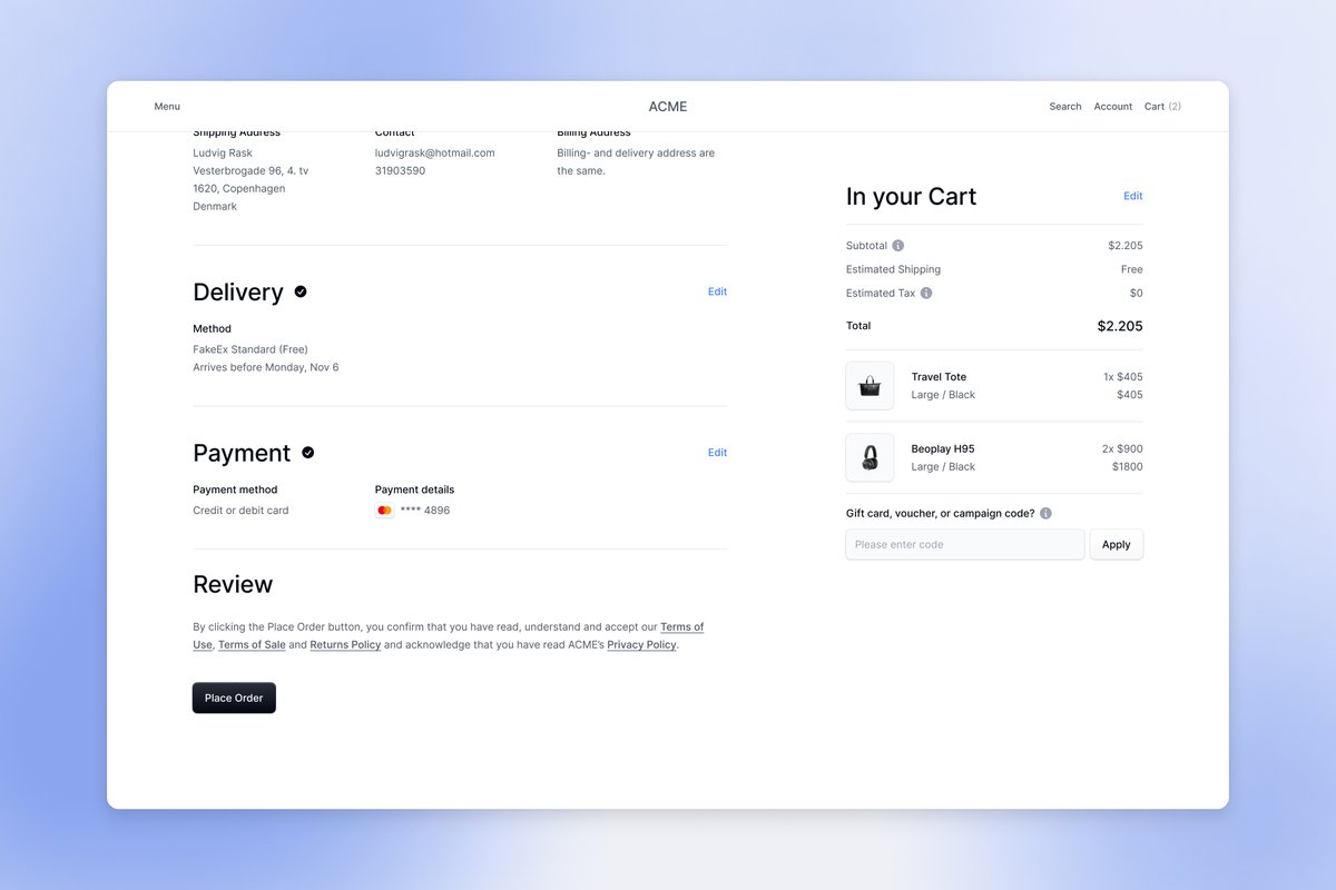 ACME checkout — review step