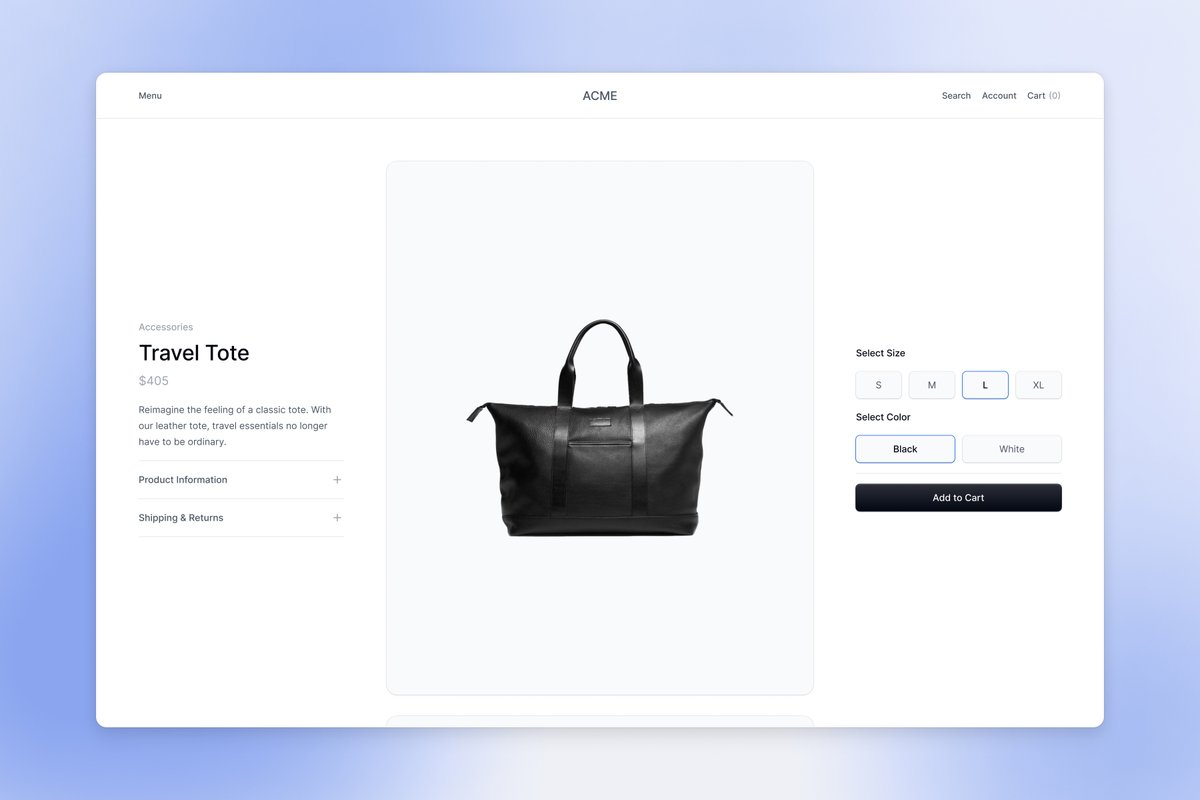 ACME storefront — Travel Tote product page