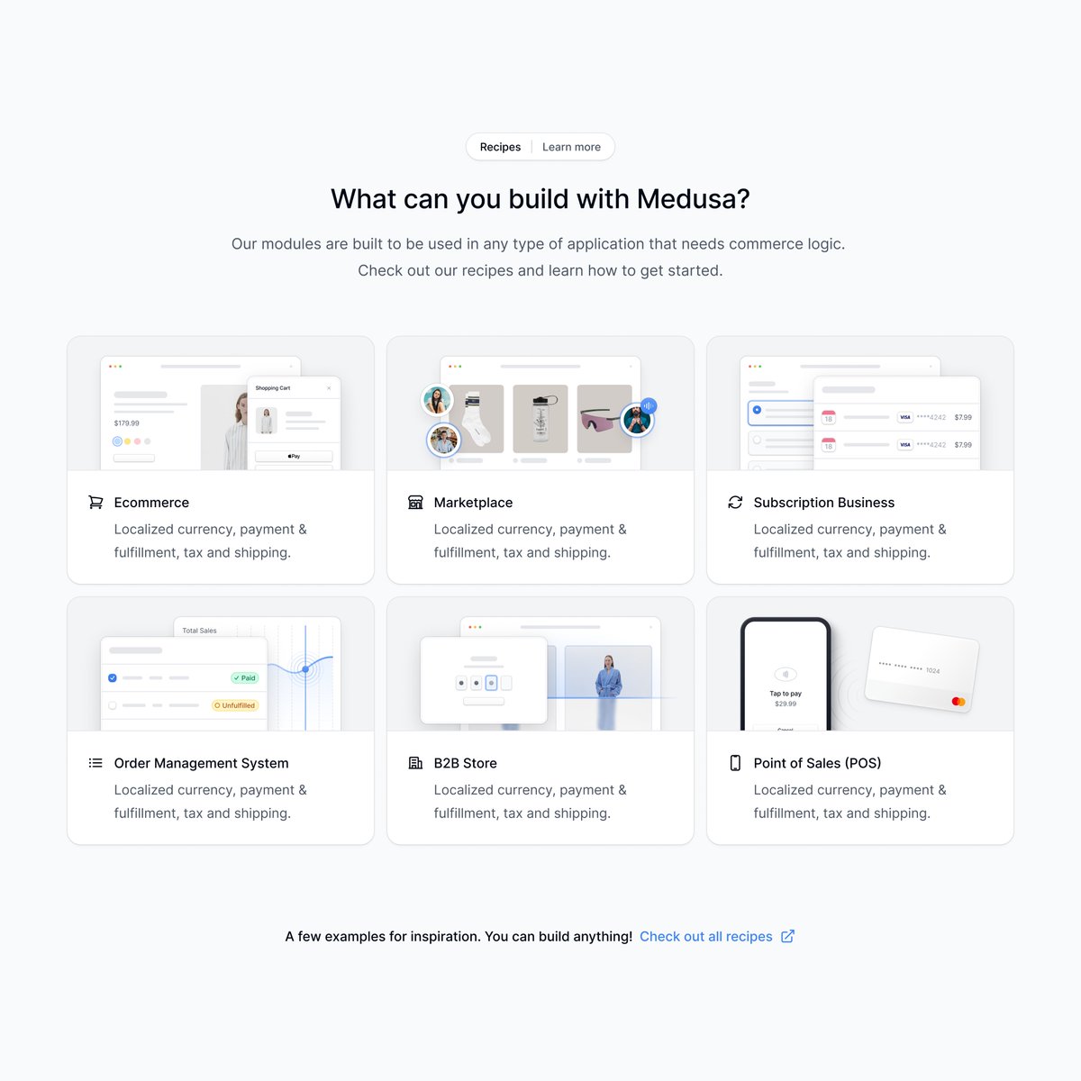 What can you build with Medusa? feature grid