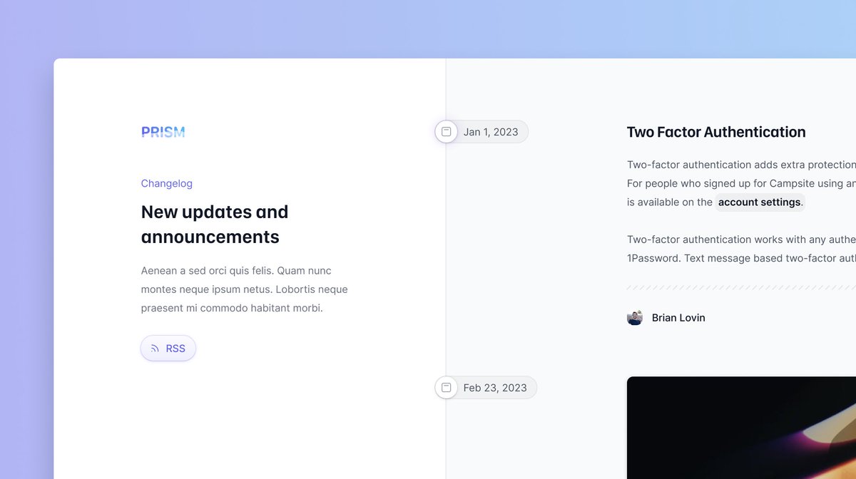 PRISM — changelog timeline