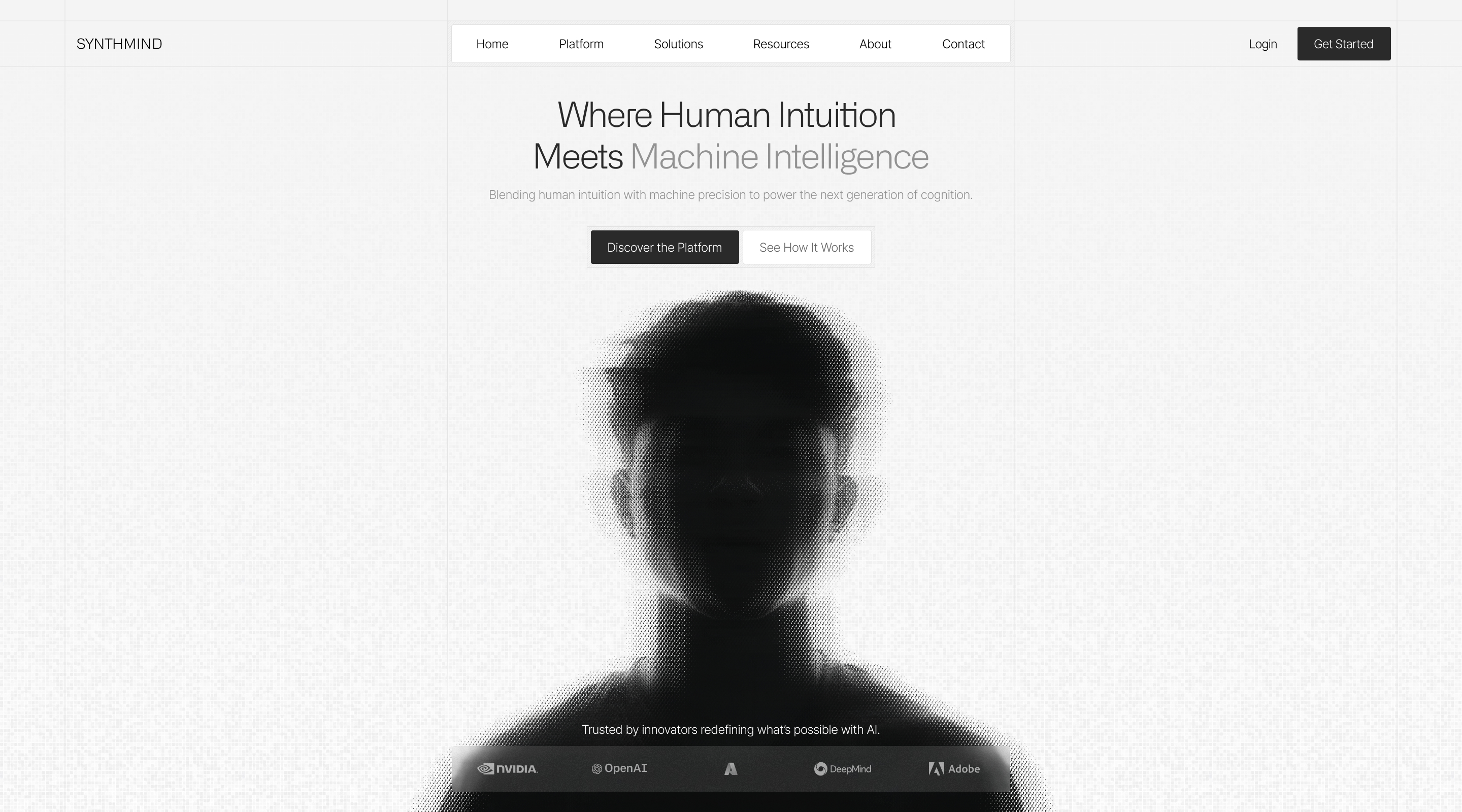 SynthMind AI landing hero