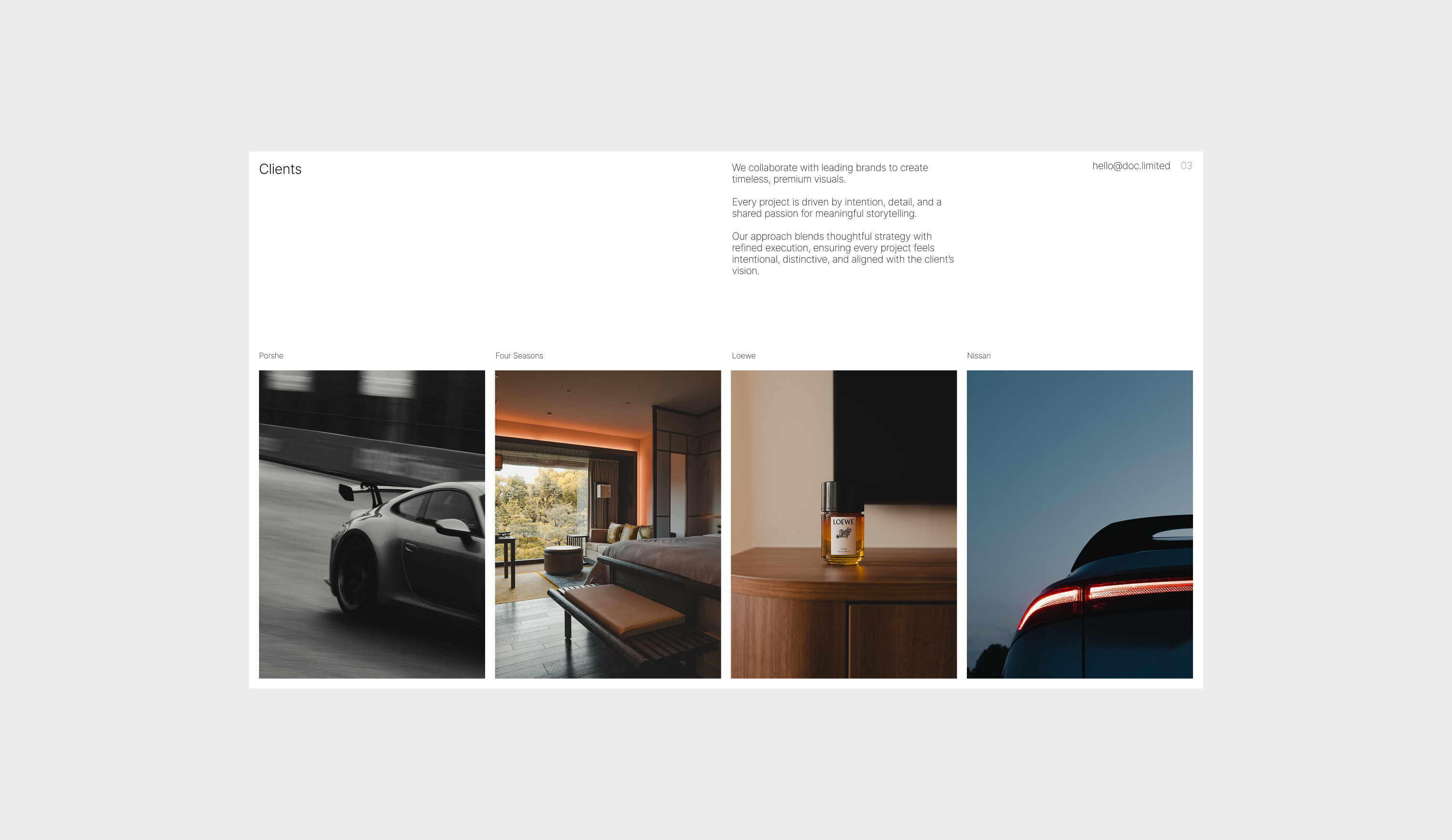 Studio Clients page, four-image row