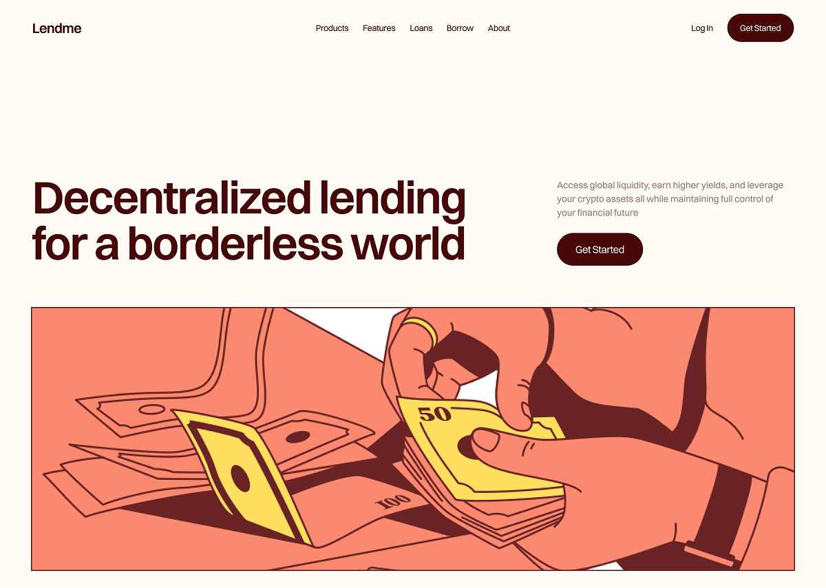 Lendme — decentralized lending landing page