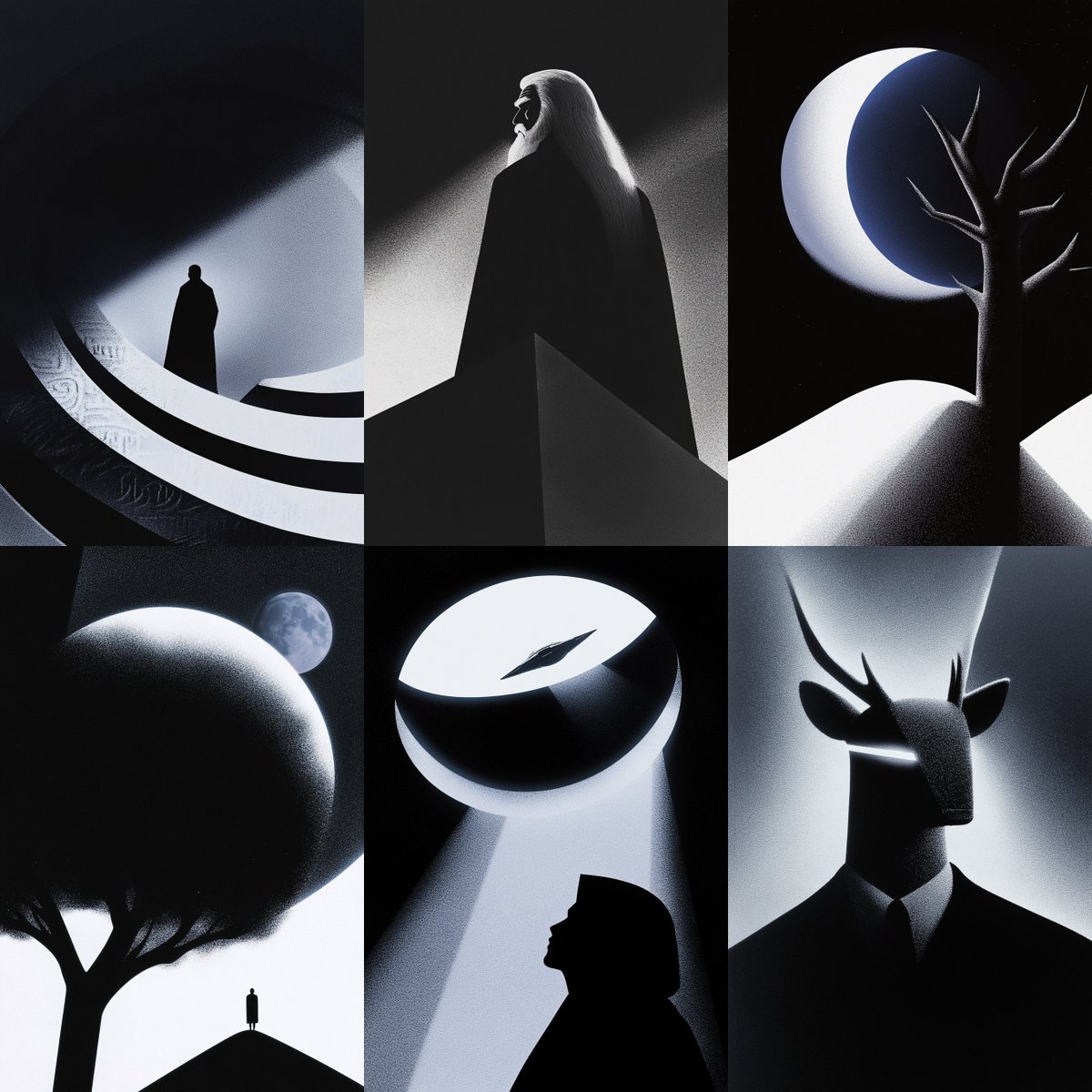 Nocturnal silhouettes, six studies