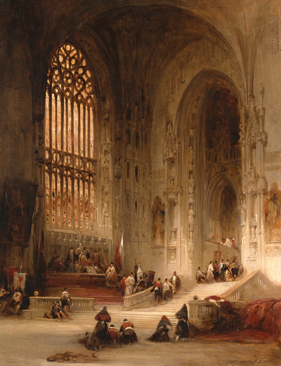 Gothic cathedral interior, oil sketch
