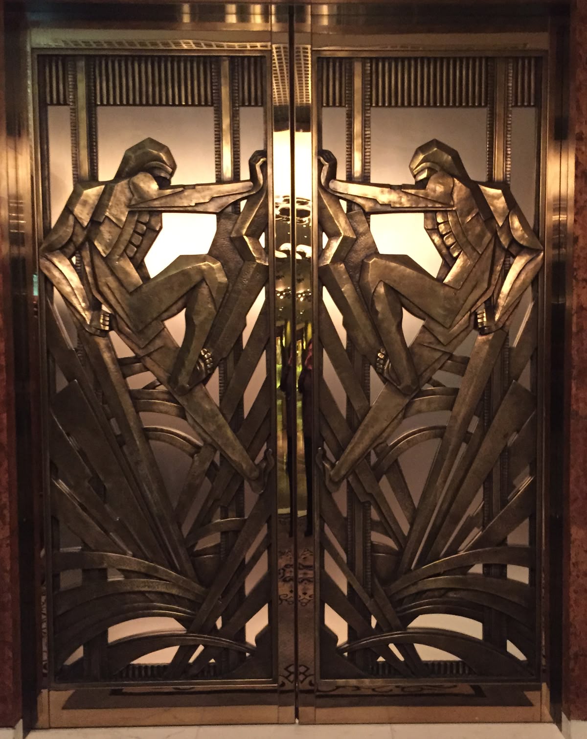 Art Deco bronze relief doors