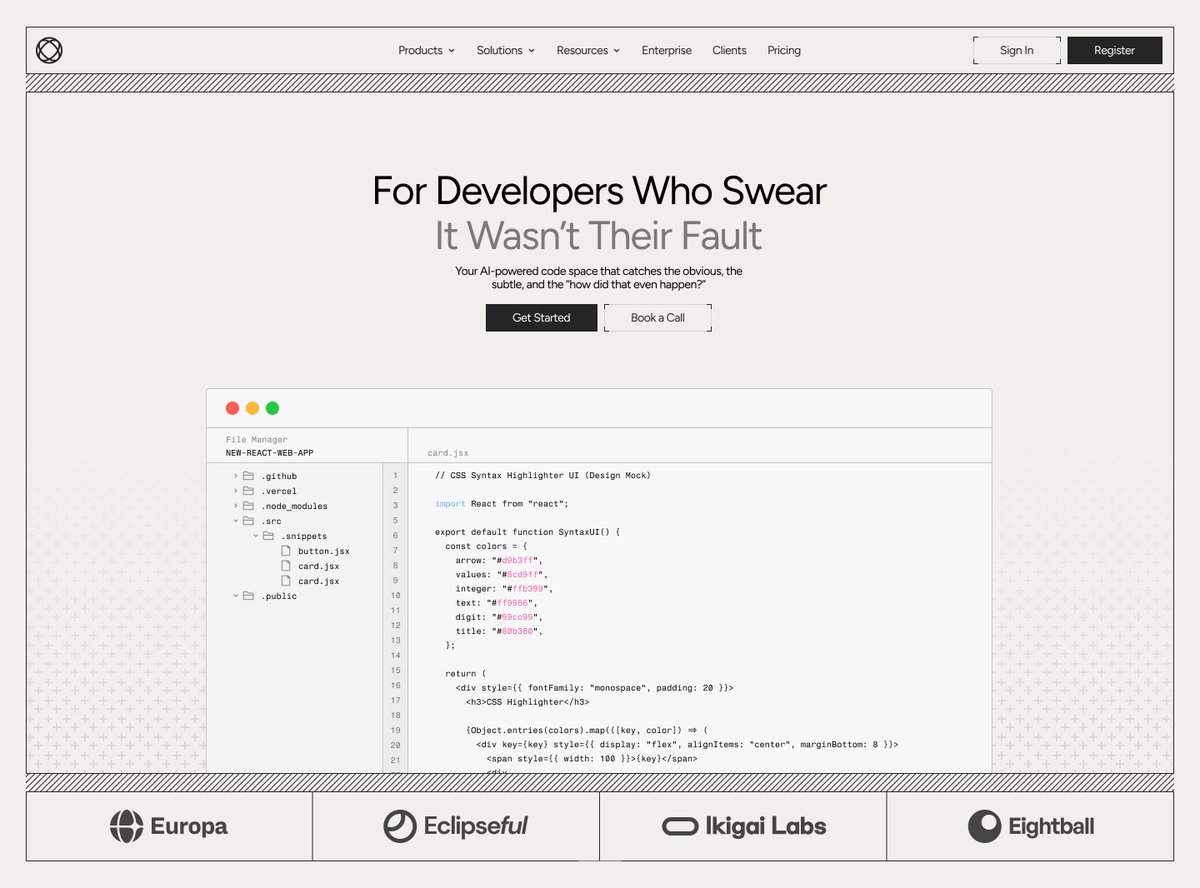 Dev tooling landing, code preview