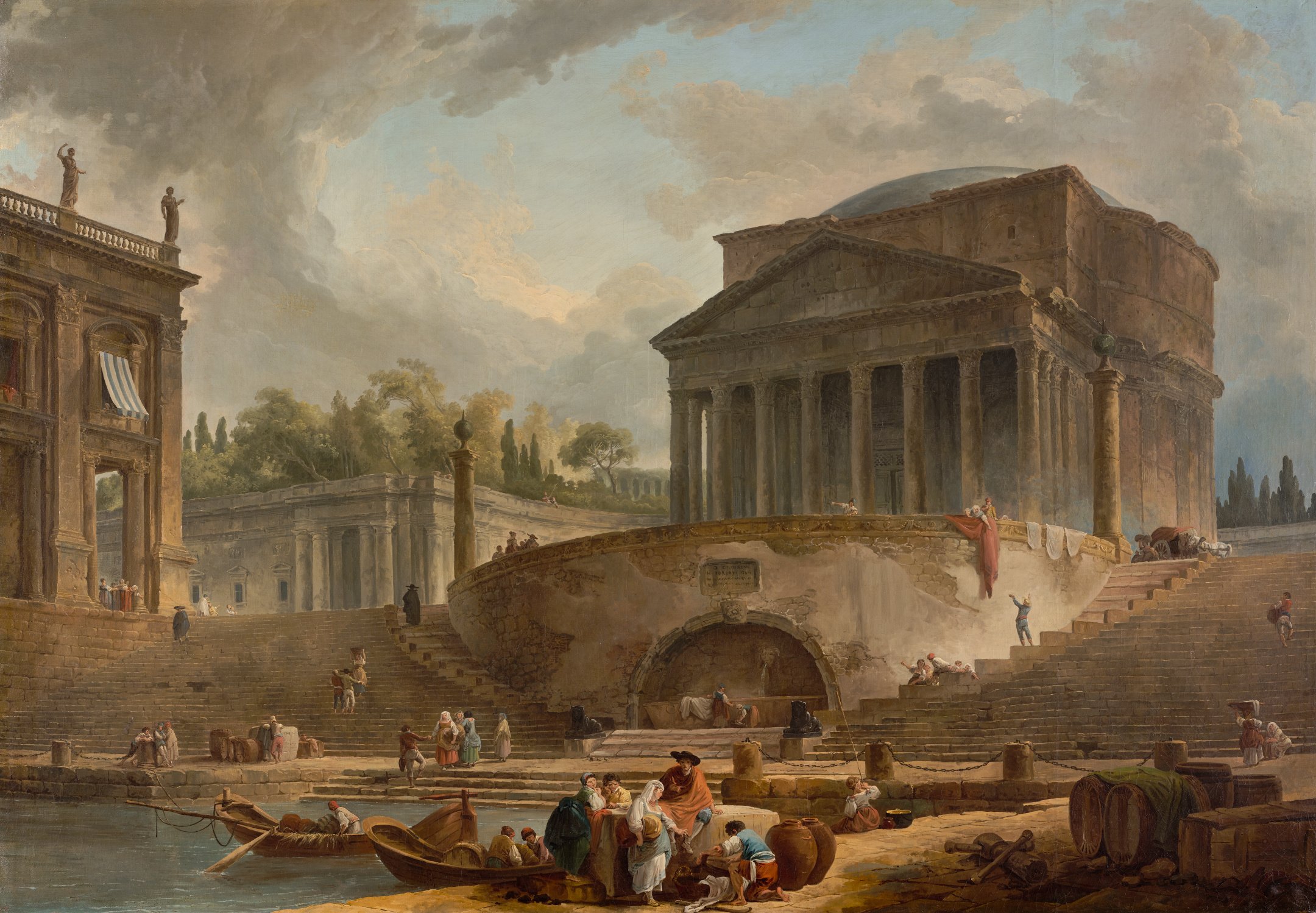 Capriccio, domed temple over a river
