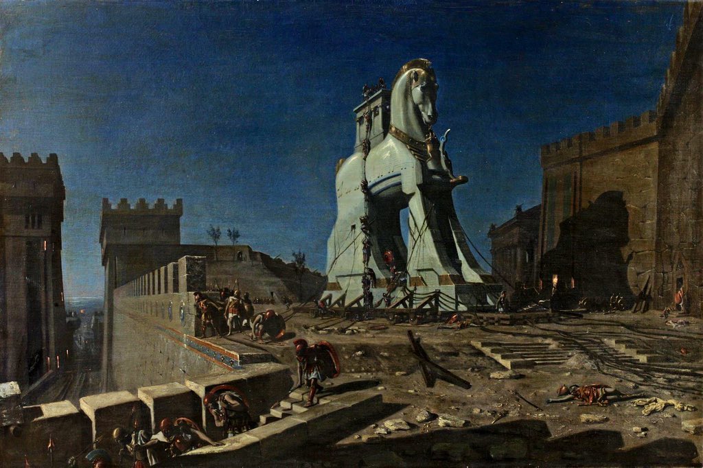 The Trojan Horse entering the city