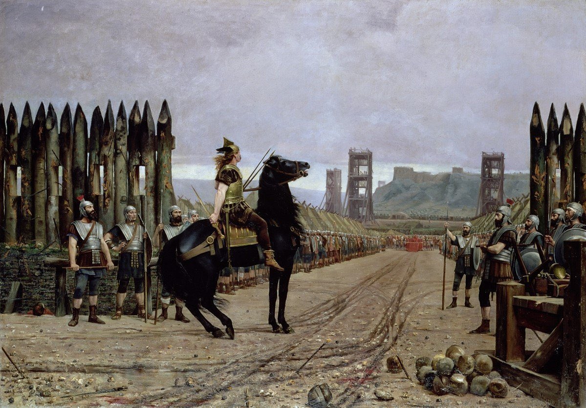 The mounted commander, palisade