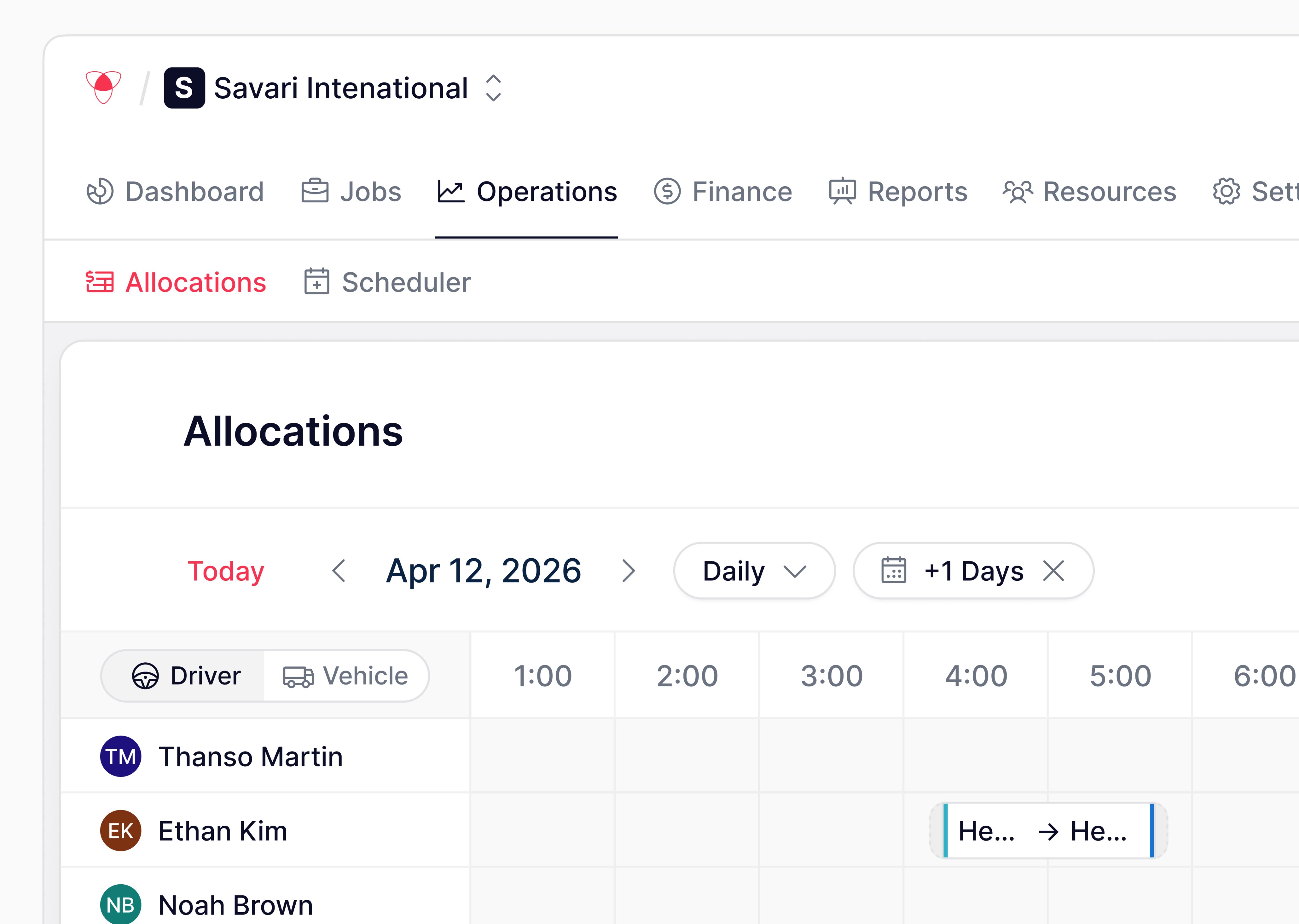 Fleet allocations scheduler