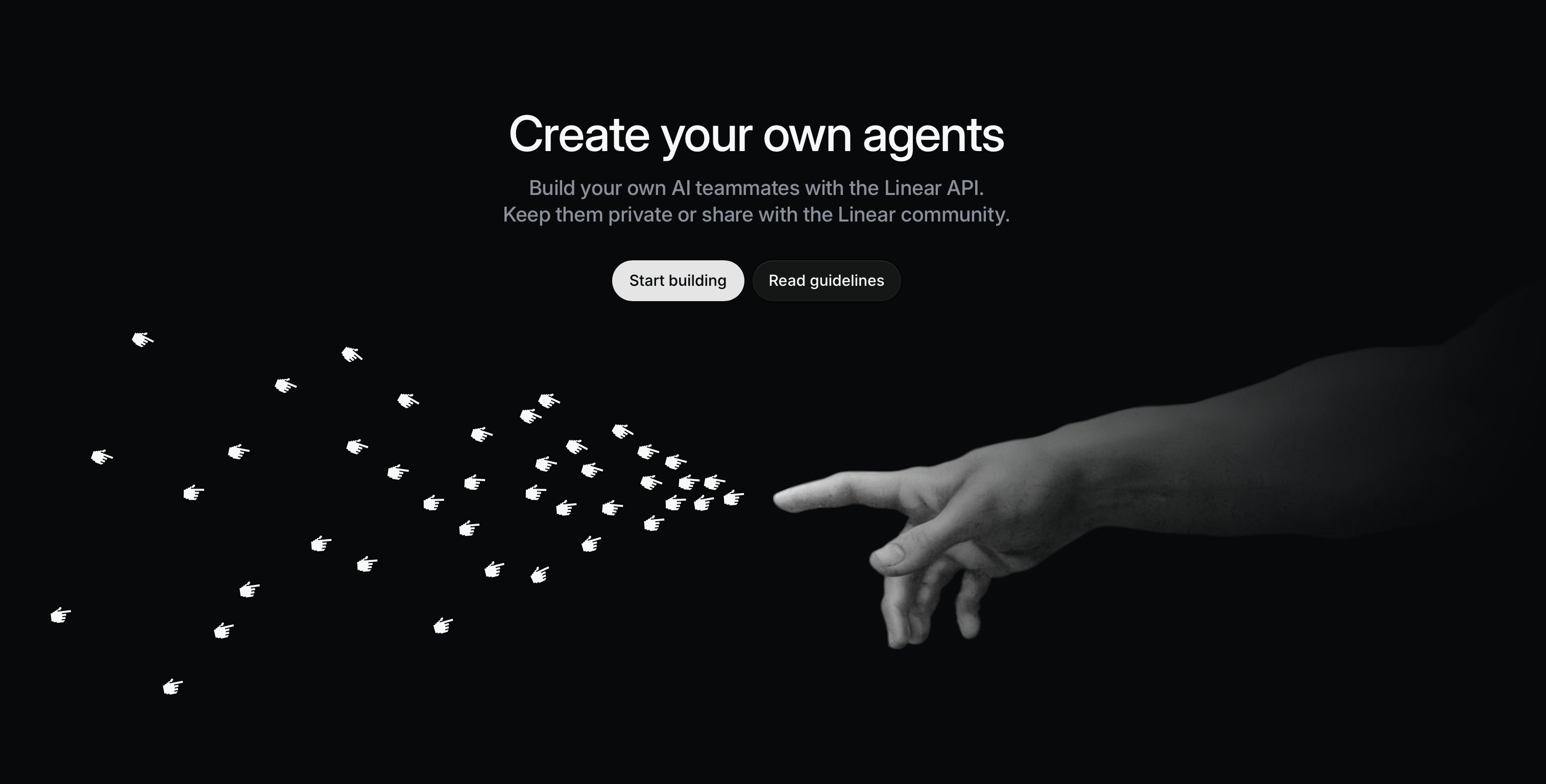 Linear 'Create your own agents' hero