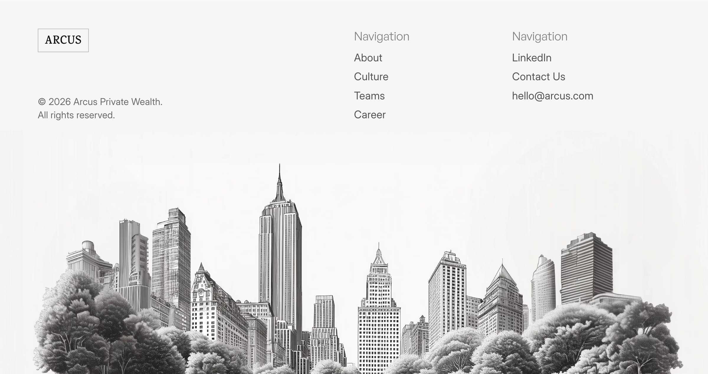 Arcus wealth site footer