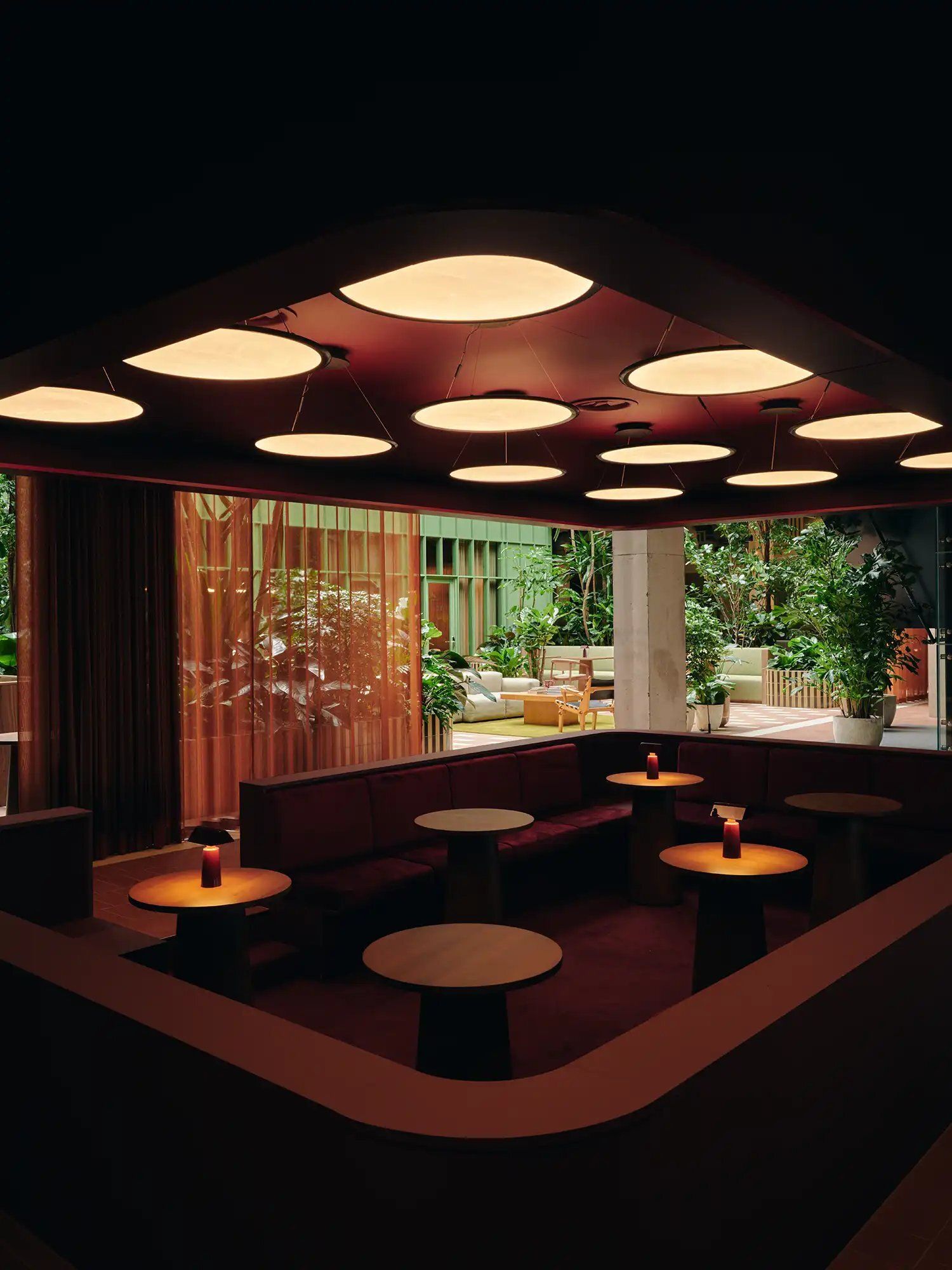 Sunken lounge, glowing disc ceiling