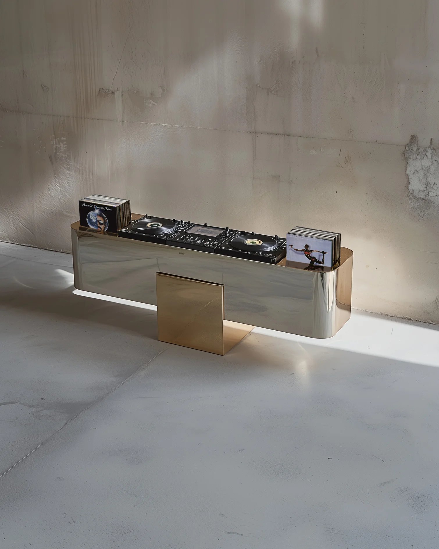 Cantilevered chrome DJ console