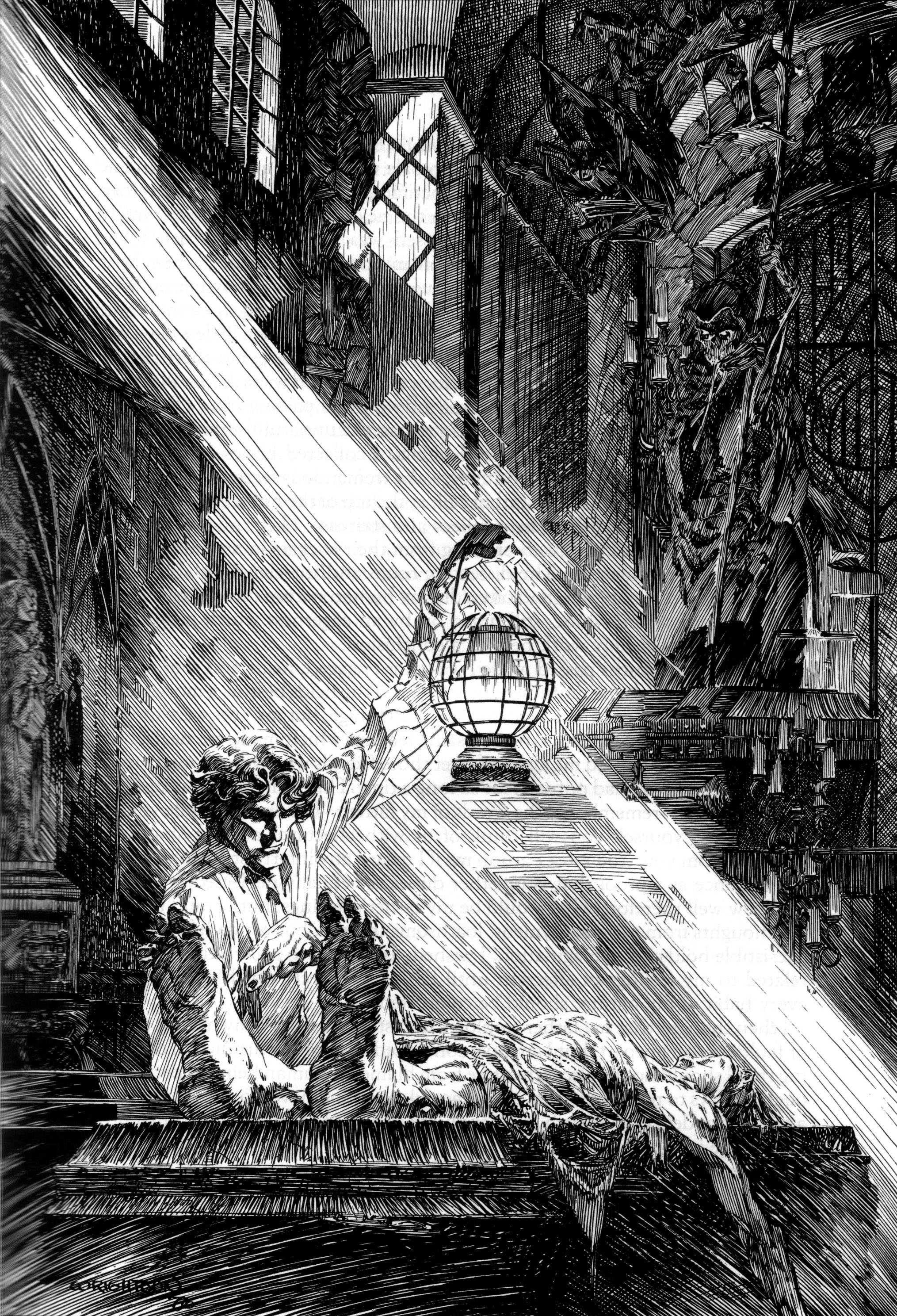 Wrightson gothic hall with light shafts