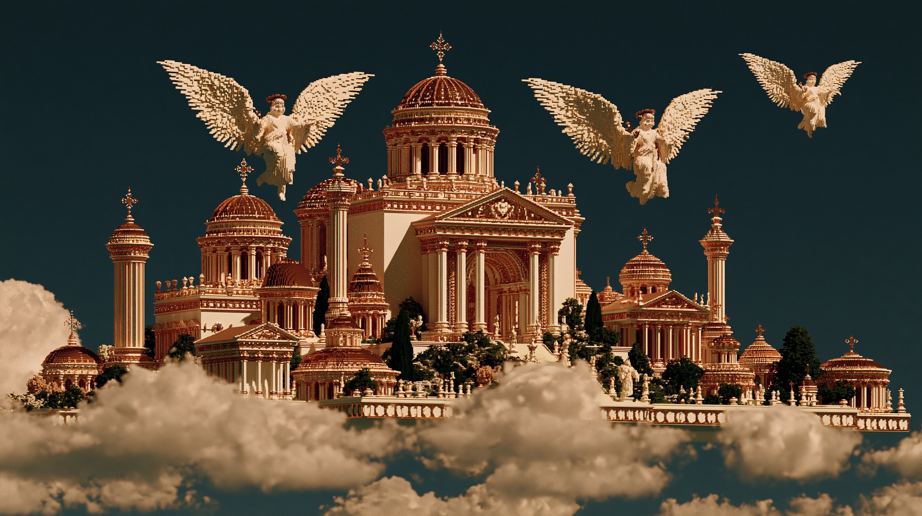 Golden voxel cathedral