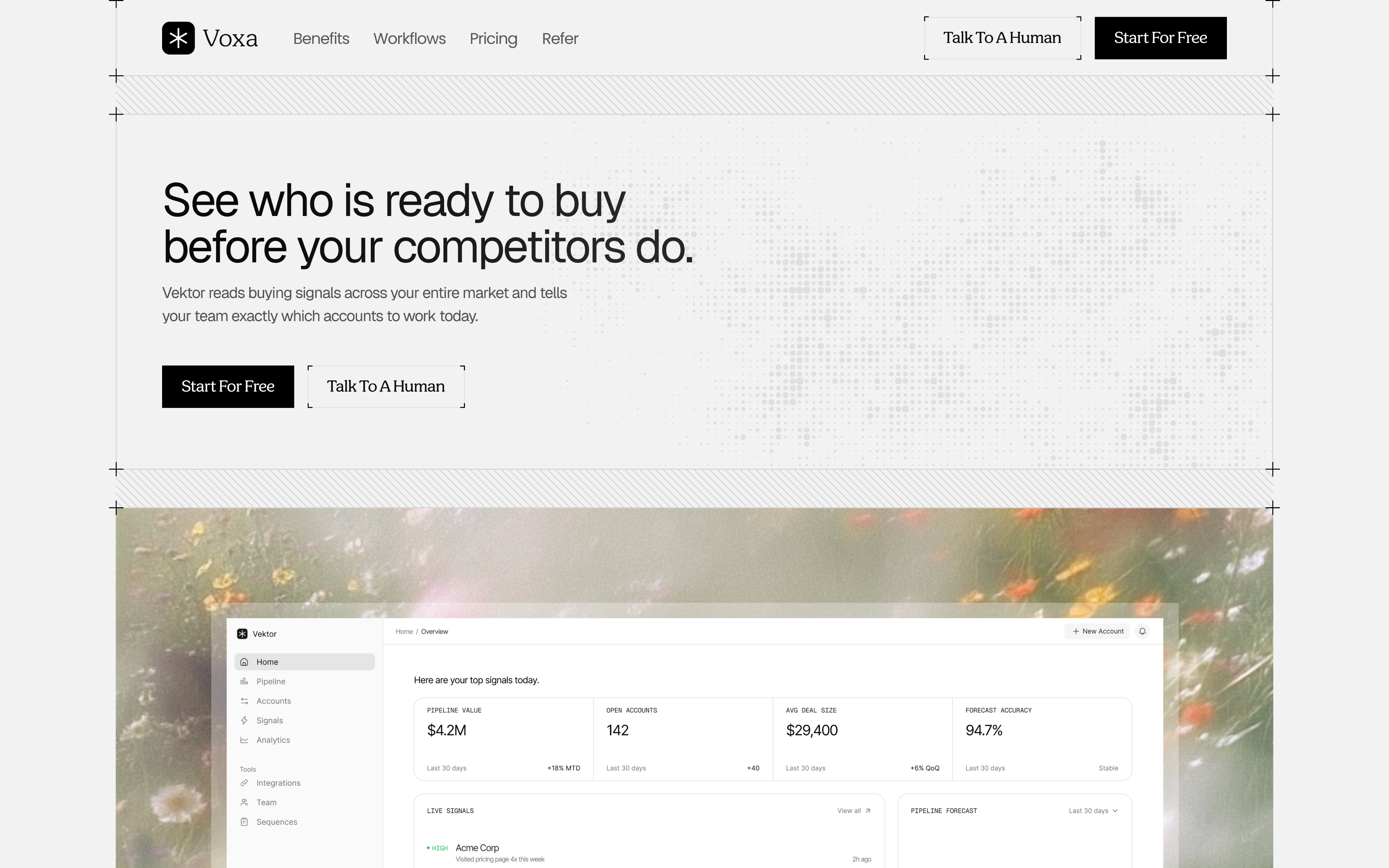 Voxa buying-signals landing page