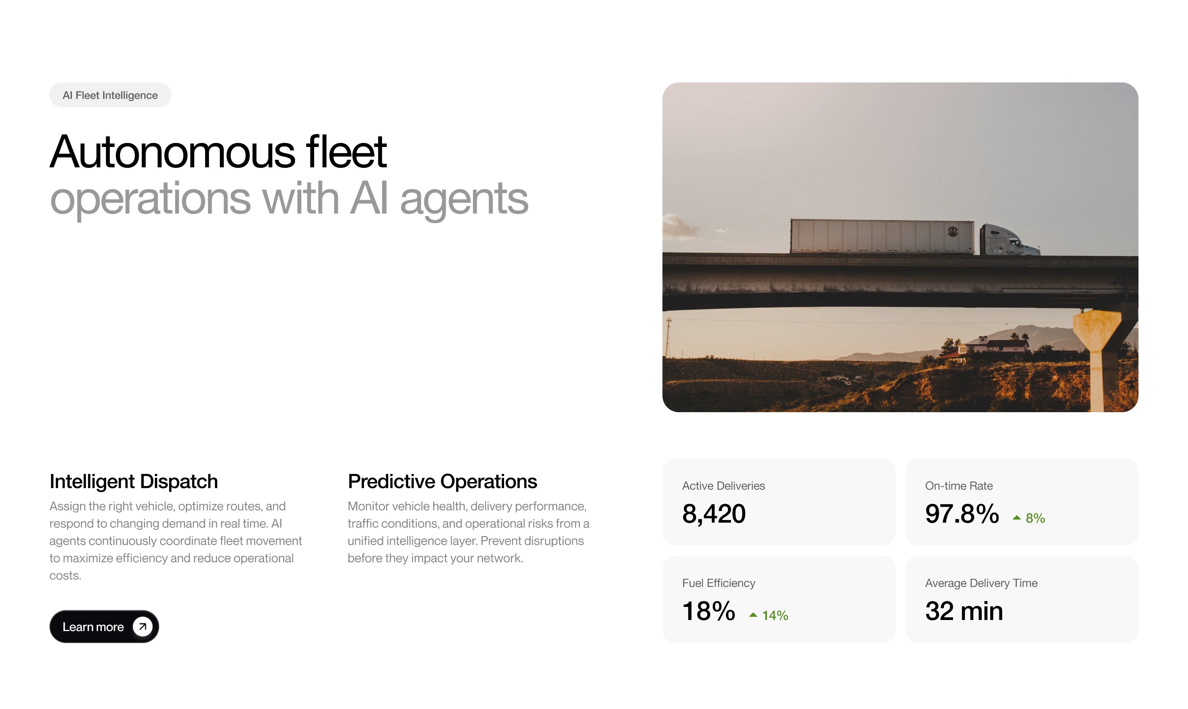 AI fleet intelligence — landing section