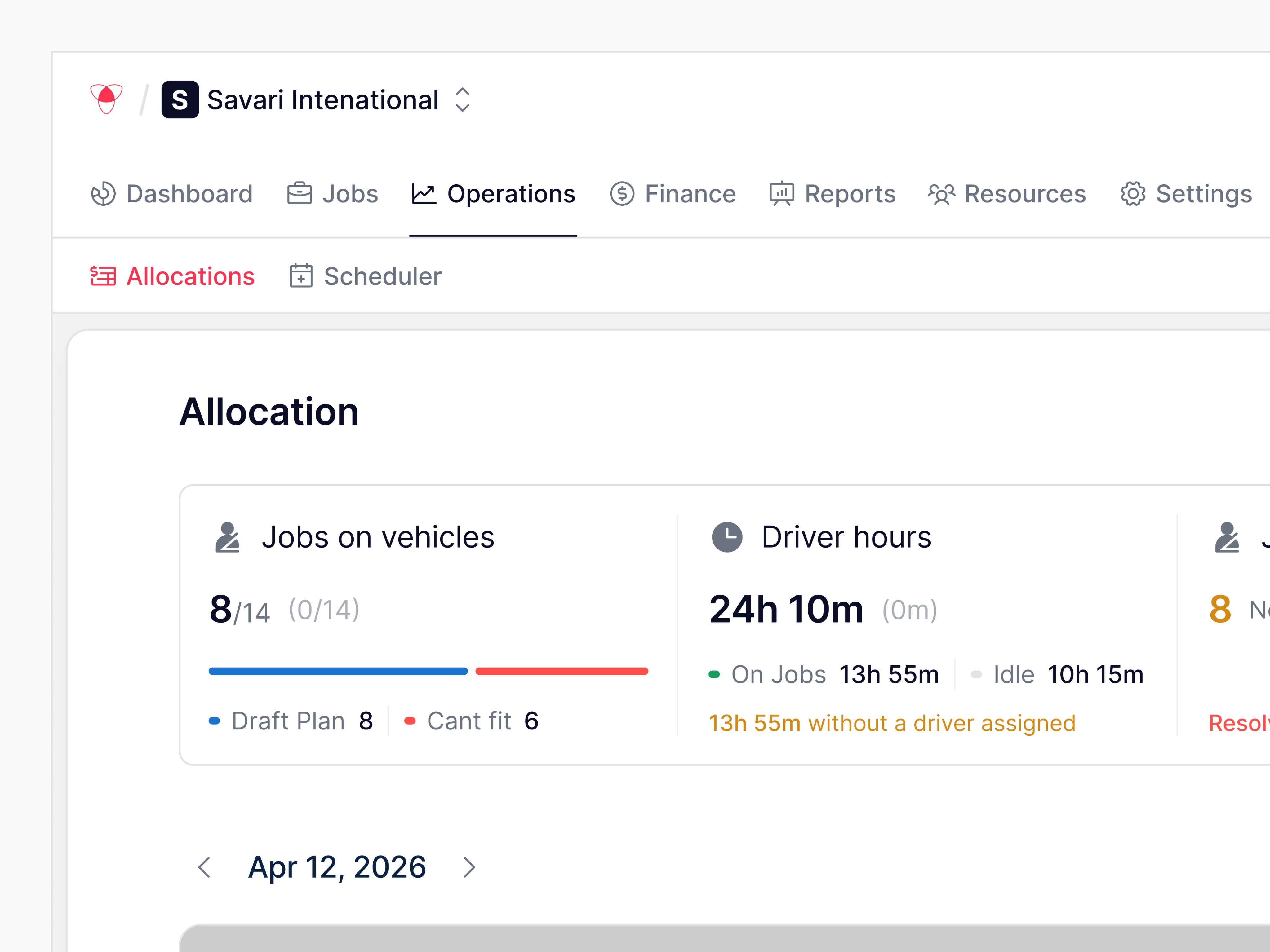 Fleet allocation stat cards