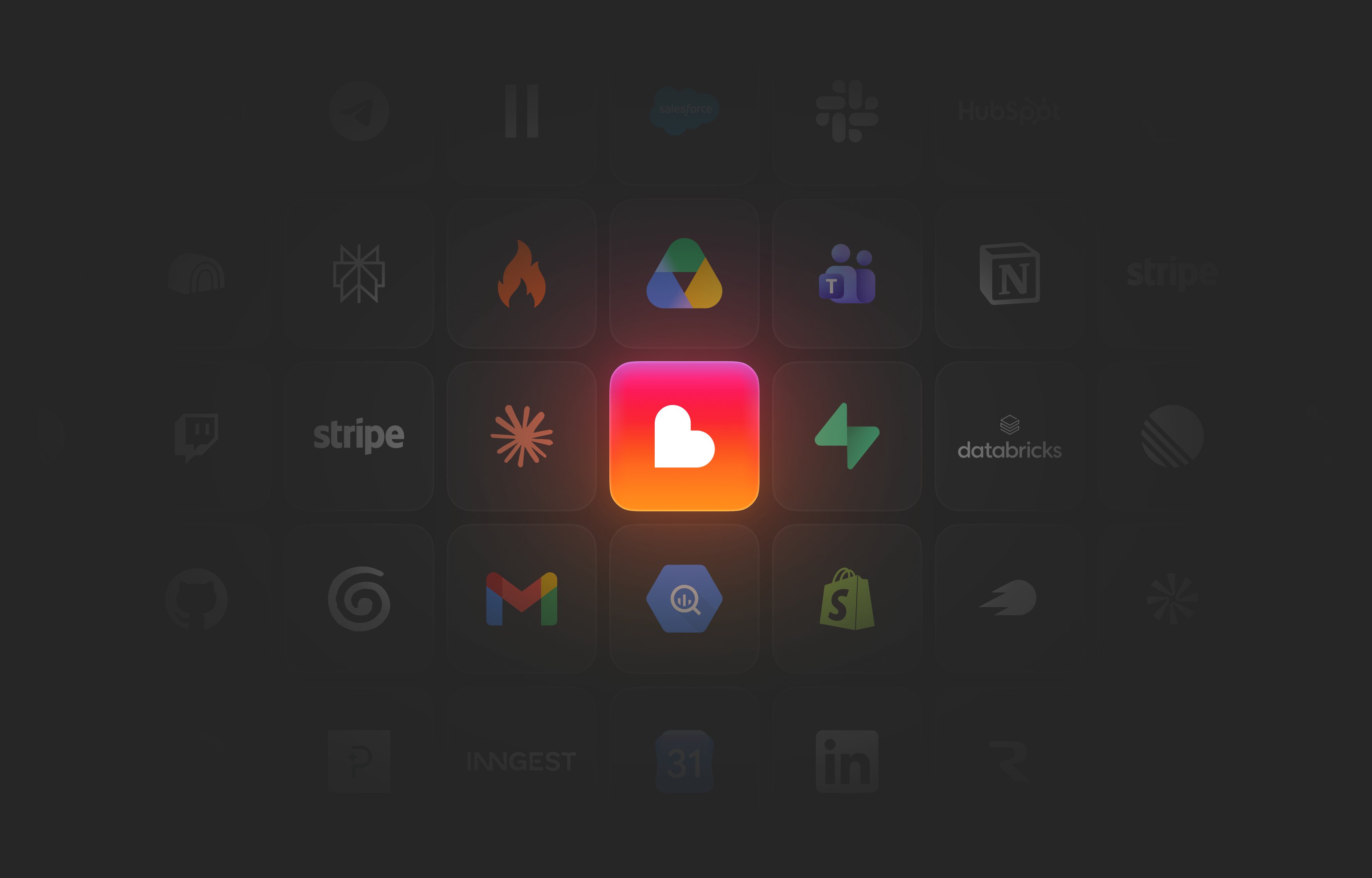 Integration grid with one lit icon