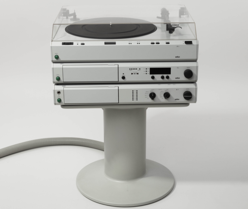 Braun modular hi-fi stack on pedestal